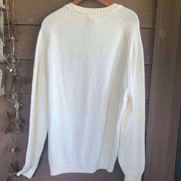 Lands' End Cream V-Neck Sweater - Picture 3 of 5